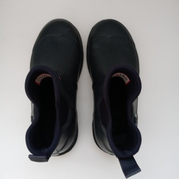 Hunter Navy Blue Ankle Booties Rubber Original Wellie Galosh Rain Boots Women 7 - Picture 11 of 16